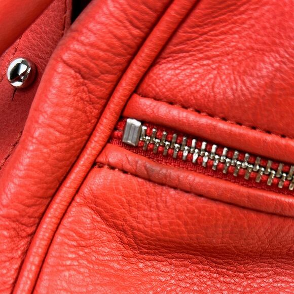 Rebecca Minkoff Cupid Satchel Crossbody Bag Orange Coral Leather Studded Pockets - Picture 10 of 16